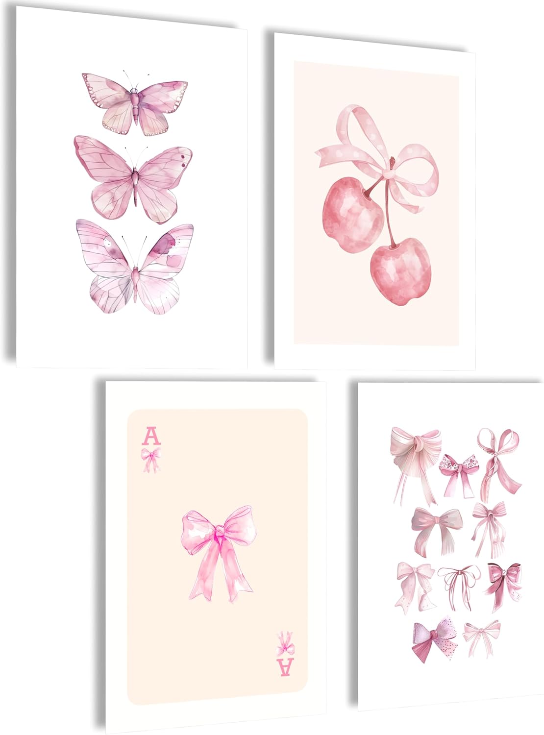 mojoliving Aura Poster Aesthetic Room Decor Room Decor y2k Preppy Room Decor Bilder Aesthetic Bilder (Poster Aesthetic Rosa Schleifen, Posterset 4x A4 (21x30cm) | ohne Rahmen)