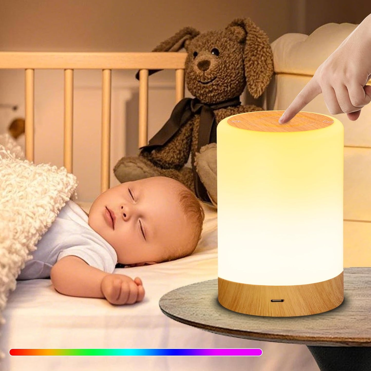 Macchiatto LED Nachttischlampe Touch Dimmbar mit RGB Farben & Modi, Kabellose Tischlampe USB Aufladbar, Nachtlicht mit Timer & Memory für Schlafzimmer, Wohnzimmer, Kinderzimmer