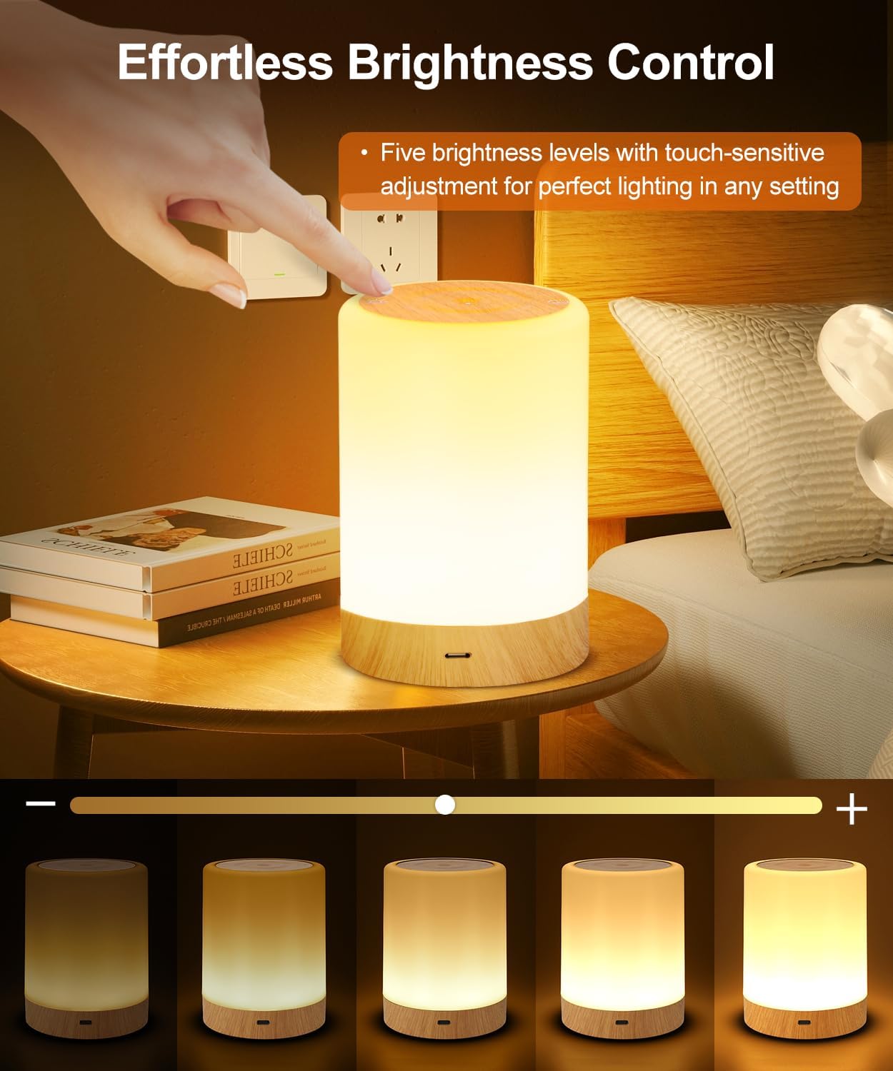 Macchiatto LED Nachttischlampe Touch Dimmbar mit RGB Farben & Modi, Kabellose Tischlampe USB Aufladbar, Nachtlicht mit Timer & Memory für Schlafzimmer, Wohnzimmer, Kinderzimmer