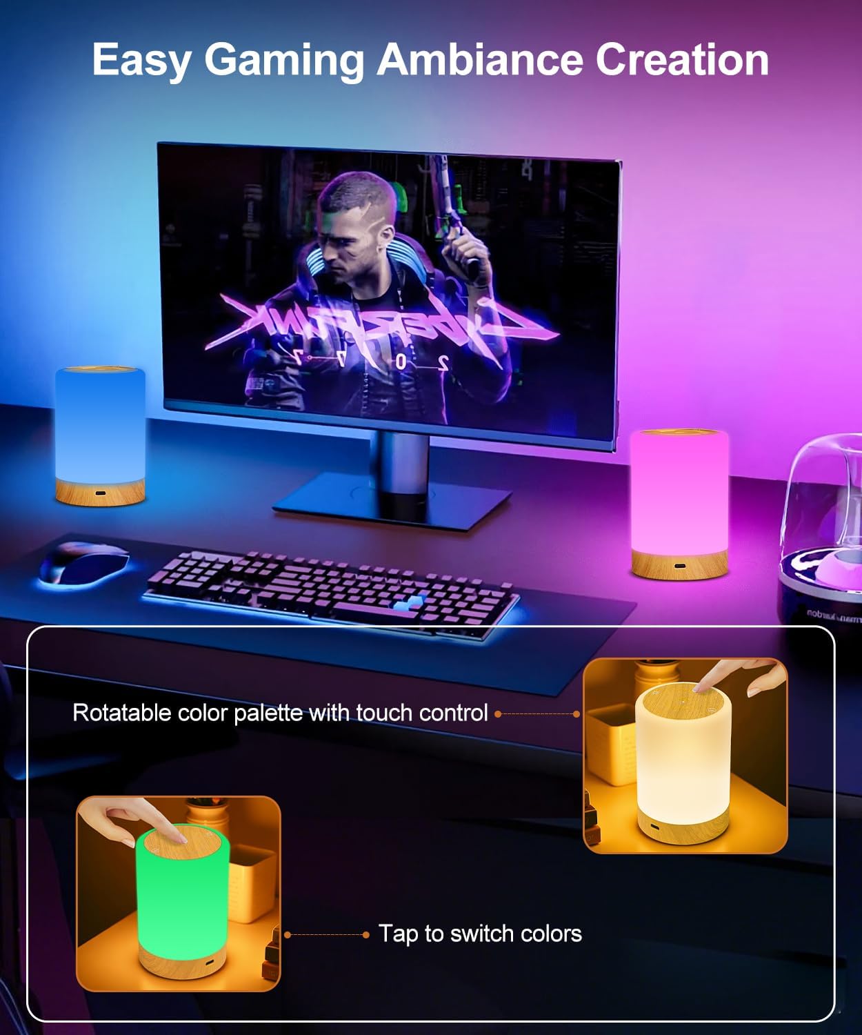 Macchiatto LED Nachttischlampe Touch Dimmbar mit RGB Farben & Modi, Kabellose Tischlampe USB Aufladbar, Nachtlicht mit Timer & Memory für Schlafzimmer, Wohnzimmer, Kinderzimmer