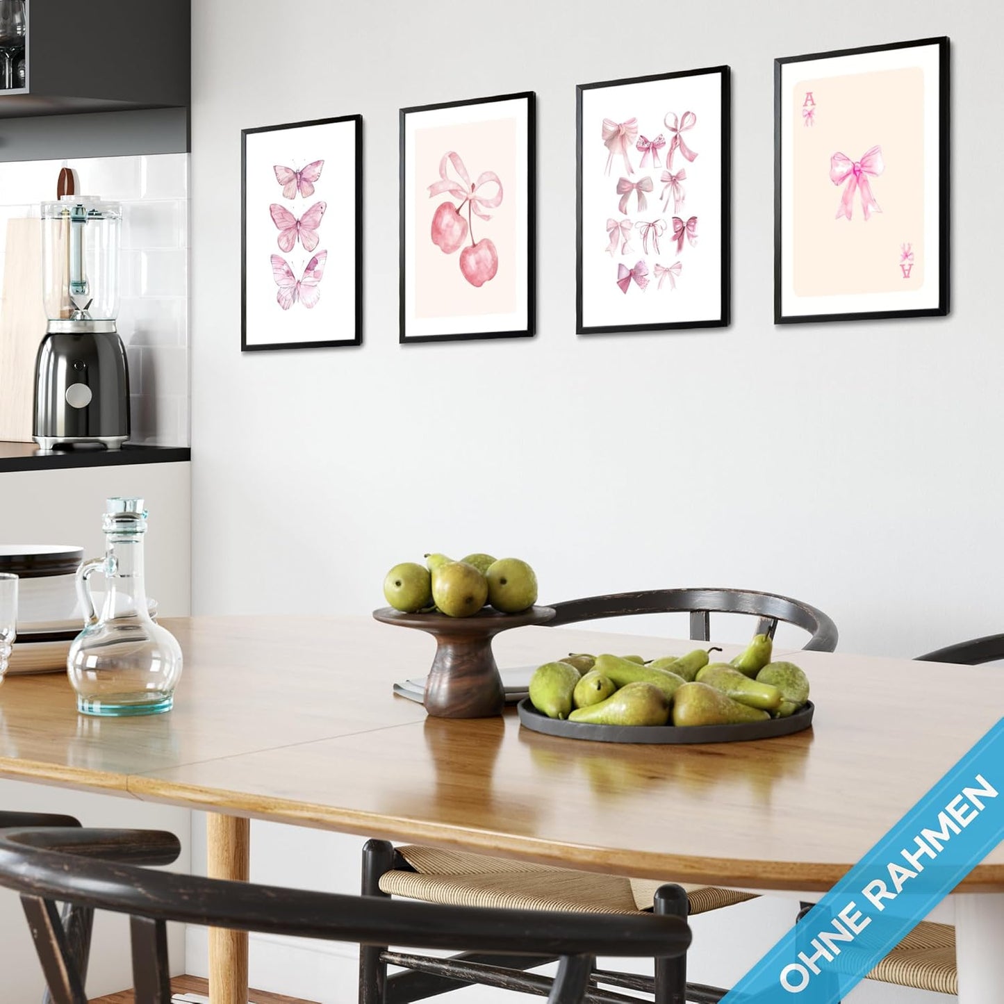 mojoliving Aura Poster Aesthetic Room Decor Room Decor y2k Preppy Room Decor Bilder Aesthetic Bilder (Poster Aesthetic Rosa Schleifen, Posterset 4x A4 (21x30cm) | ohne Rahmen)