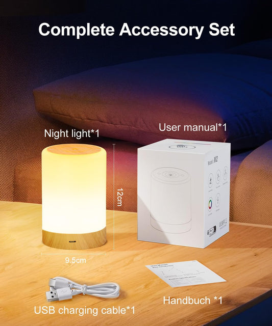 Macchiatto LED Nachttischlampe Touch Dimmbar mit RGB Farben & Modi, Kabellose Tischlampe USB Aufladbar, Nachtlicht mit Timer & Memory für Schlafzimmer, Wohnzimmer, Kinderzimmer