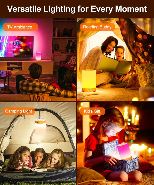 Macchiatto LED Nachttischlampe Touch Dimmbar mit RGB Farben & Modi, Kabellose Tischlampe USB Aufladbar, Nachtlicht mit Timer & Memory für Schlafzimmer, Wohnzimmer, Kinderzimmer