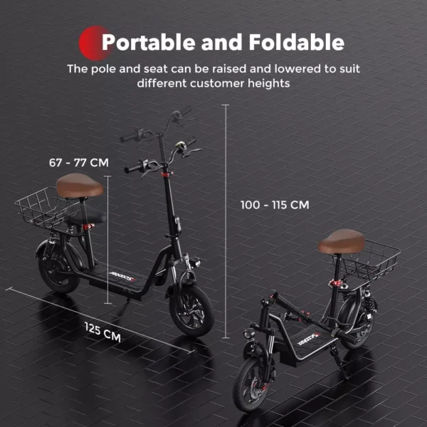 E-Scooter 12 Zoll Faltbar Offroad 500W 7.5AH Elektroroller 25km/h Vollfederung – Bild 8