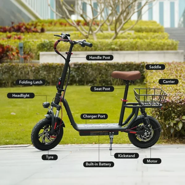 E-Scooter 12 Zoll Faltbar Offroad 500W 7.5AH Elektroroller 25km/h Vollfederung – Bild 9