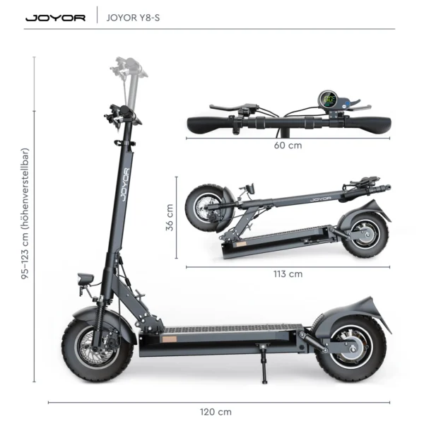 E-Scooter mit Straßenzulassung – Joyor Y8-S Offroad, 10 Zoll, 500W, bis zu 100 km Reichweite – Bild 3